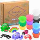 Modeling Clay for Kids - 12 Super Soft & 100% Natural Doughs Made from Wheat Flour - 100g Per Can of Reusable & Vibrant Clay Modeling Kit for Ages 3+ by Maries Kids