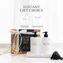Modern Luxe White Kitchen Soap Dispenser Set with Tray, Lotion Dishwashing Liquid Detergent Hand and Dish Soap Dispenser Set, Dual Refillable Pump Bottles for Kitchen and Bathroom Countertop Farmhouse