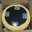 Wimarsbon Small Ottomans, 100% Hand Knitted Pouf, Round Footrest with 4 Non-Skid Wood Legs, Boho Dcor Cotton Rope Pouffe Beside Sofa, Leisure Floor Step Chair for Living Room (Yellow)