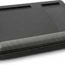 Lap Desk with Soft Cushion Portable Laptop Desk for Bed, Couch & Home Office, Removable Mouse Pad & Anti-Slip Strip for 17 inch Laptop (Large, Wood and Black) (Black)