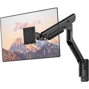 monTEK Heavy-Duty Single Monitor Wall Mount for 17-57 Ultrawide Screens up to 59.4lbs, Premium Aluminum Wall Mount Monitor Arm with Full Motion Adjustment, Pneumatic Lift, Max VESA 100x100 (Black)