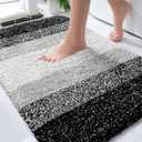 OLANLY Bathroom Rugs Mat 30x20, Extra Soft Absorbent Microfiber Bath Rugs, Rubber Backing, Quick Dry, Machine Washable Bath Mats for Bathroom Floor, Tub and Shower, Home Decor Accessories, Black