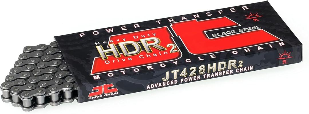 JT Chain JTC420HDR104SL (420 Series) Black Steel 104 Link Heavy Duty Non O-Ring Chain with Connecting Link