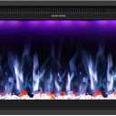 Benrocks 48'' WiFi- Enabled Electric Fireplace Inserts - Alexa & App Control, Slim Recessed & Wall Mounted, 13 * 13 * 3 Flame Color Combinations, 750W/1500W, Black
