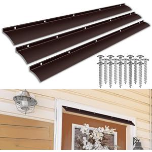 3PCS 51Inch Brown Aluminum Door Rain Drip Guard Deflector for Door and Window Easy to Install