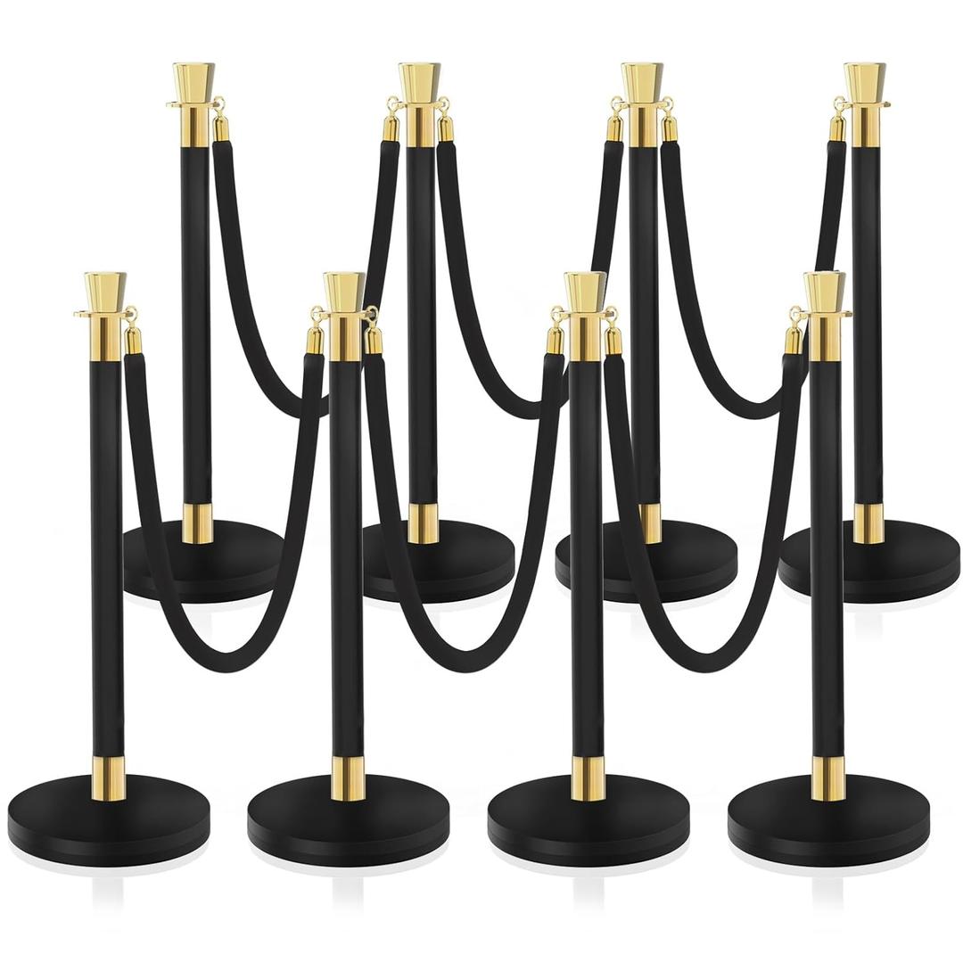 Crowd Control Stanchion, Waterproof and Rustproof Stanchion Set for Theater Hotels Clubs Museums, 8PCS