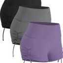 CADMUS Athletic Booty Shorts for Women 3 Pack High Waisted Workout Pro (Medium, Booty Shorts: Inseam 2",black & Grey & Lavender)