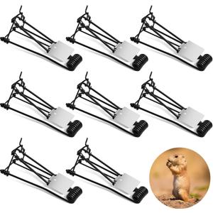Qualirey 8 Pcs Outdoor Gopher Trap Easy Set Mole Trap Weather Resistant Gopher Killer Vole Killer for Lawn Garden Farm (Black)