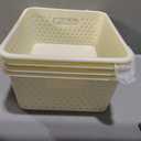 Amazon Basics Decorative BPA-Free Plastic Storage Baskets, 13.66 x 11.34 x 5.39 inches, Ivory, 4-Pack
