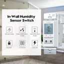 [New Generation] Humidity Sensor Switch, Ortis in-Wall Bathroom Fan Automated Control Switch, Air Moisture Detection, Neutral Wire Required, White, 120V/220V