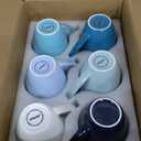 Porcelain Coffee Mugs Set of 6, 13 Ounce Coffee Cups with Handle, Ceramic Tea Mugs for Latte, Hot Tea, Cappuccino, Mocha, Cocoa, Blue Assorted Colors Mug Gift Set, Dishwasher and Microwave Safe