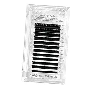 Soft Auto Fan Eyelashes, 12 Rows Black Volume False Lashes for Eyelash Extension with Nanometer PBT Material, Easy to Access and Match, Suitable for Beauty Salon
