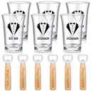 Didaey 12 Pcs Groomsmen Shot Glasses and Beer Bottle Opener Set Include 6 Best Man Shot Glasses and 6 Bottle Opener Bulk Groomsman Proposal Gifts for Wedding Favor