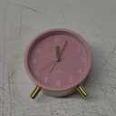 Analog Alarm Clock, 4 inch Super Silent Non Ticking Small Clock with Night Light, Battery Operated, Simple Design, easy setting for Office, Bedroom, Bedside, Desk, teens, elders, kids, adult, Pink