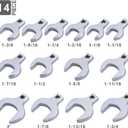 EFFICERE 14-Piece Premium 1/2" Drive Jumbo Crowfoot Wrench Set, Chrome Vanadium Steel, Includes Standard SAE Sizes from 1-1/16" to 2" with Storage Tray