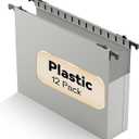 Plastic Extra Capacity Hanging File Folder Letter Size,12 Pack Reinforced Expandable Hanging Folders,Heavy Duty 2 Inch Expansion,Adjustable Tabs,Hanging Organizer Designed for Bulky Files(Gray) (Grey)