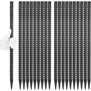 24 Inches Straight Rebar Stakes(20-Pack), 1/2" Diameter Steel Metal Stakes for Garden with Chisel Point End Heavy Duty Ground Anchors for Landscape, Concrete Form, Camping & Trapping Black