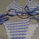 Sultry Sol Ladies' Striped And Water Ripple Split Swimsuit Sexy Bikini SexHy Bikini Swimsuit Color Blocking Fashion High-End Hot Spring Party Bikini Swimsuits (Baby Blue, M)