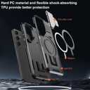 for Samsung Galaxy S24+ Plus Case, Compatible with Magsafe, Military Grade Phone Case with Kickstand, Built-in Camera Lens Protector Shockproof Magnetic Cover for Galaxy S24 Plus Case (Black)