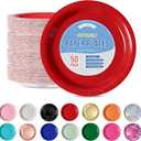 Amcrate Disposable Paper Plates Assorted Colors, 7 Inch Paper Dessert Plates, Strong and Sturdy Disposable Plate for Party, Dinner, Holiday, Picnic, or Travel Party Plate, Pack of 50