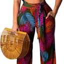 Elegant Two Piece Sets for Women Sexy Printing Halter Bandage Top Long Straight Pants Vacation Outfits Beach, size XL