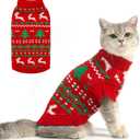 KOOLTAIL Cat Sweater Turtleneck- Soft Knit Cat Christmas Sweaters for Cats Only, Elk Christmas Tree Pattern Thick Warm Cold Weather Pet Clothes Outfit for Small Medium Large Size Kitten Puppy Red L
