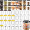 Mifoci 50 Pcs 16 oz Clear Plastic Jars with Lids PET Plastic Candy Mason Jars Containers Reusable Empty Storage Gift for Dry Food Storage Cookie Honey, 5 Colors
