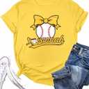 Women Baseball Tank Tops Game Day Sleeveless Tops Baseball Heart Graphic Tee Vest Casual Softball Mom Tee Tops (Yellow, L)