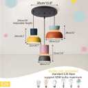 Nordic Modern Pendant Light Macaron Color Mid Century Hanging Light Fixture with Aluminum Shade Colorful Chandelier Ceiling Pendant Lights for Dining Room Kitchen (3-Light), Size -