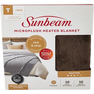 Sunbeam Royal Luxe Night Fog Heated Blanket 10-Heat Settings Auto Off Machine Washable Twin
