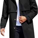 Runcati Mens Trench Coat Single Breasted Slim Fit Mid Long Jackets Casual Fall Windbreaker Overcoat (X-Large, Black)