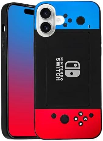 ECOLYF Compatible with iPhone 16 Case for Boys Kids Men, 3D Cool Video Game Controller Button Type Personalized Full Body Full Camera Protection Protective Cover Soft Cute, Blue