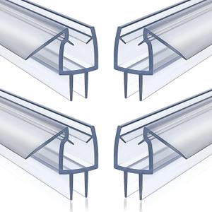 4 Pack Frameless Shower Door Bottom Seal, 1/4 x 39 Clear PVC Shower Seal Strip for 1/4 Inch Glass Shower Door Stop Shower Leaks