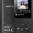 AGPTEK A02 MP3 Player with Bluetooth 5.3, 1.8 inch Screen Portable Music Player with Speaker, FM Radio, Voice Recorder, Supports Expanded Up to 128GB(Black, 32GB)