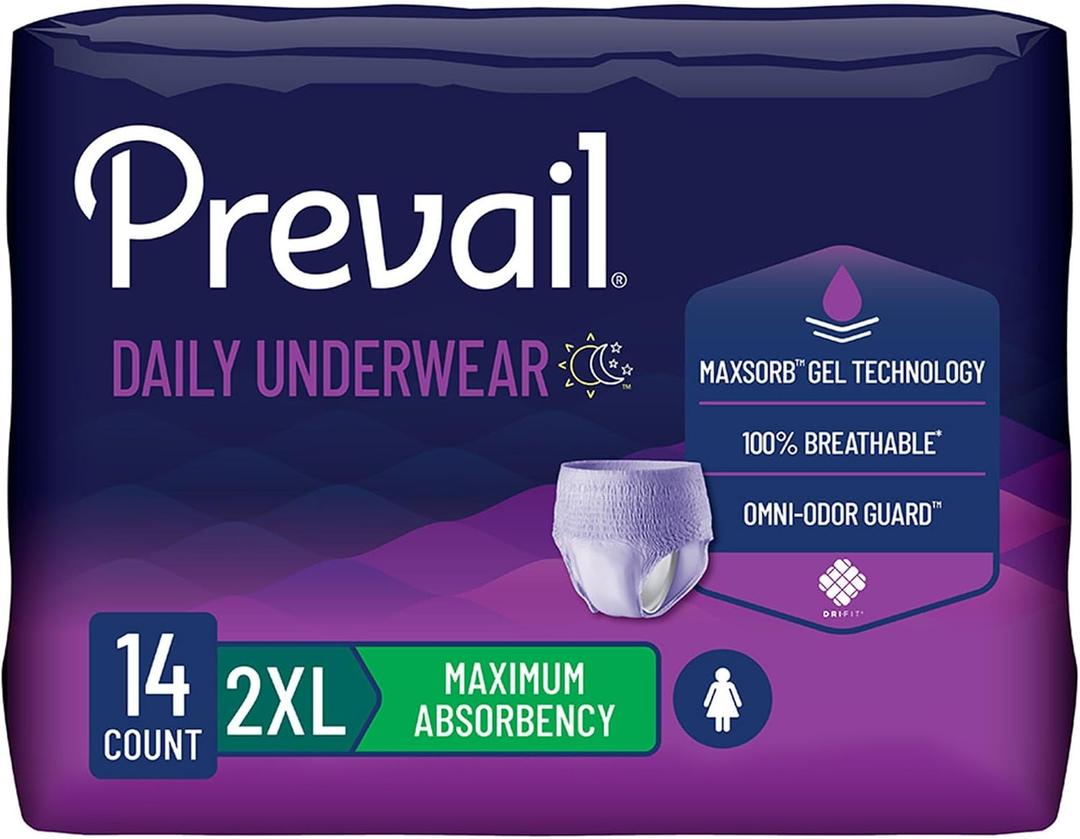 Prevail Daily Incontinence Underwear for Women, 2-XLarge, 14 Count