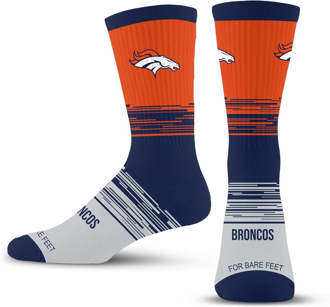 For Bare Feet NFL mens Elevate Crew Sock (Large, Team Color)
