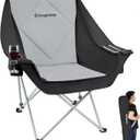 KingCamp Oversized Camping Chair, Heavy Duty 500lbs Folding Couch for Adults, Padded Large XL Comfortable Sofa Seat with Ice Bag Cup Holder for Outdoor Sports Backyard Patio Lawn (Black/Grey L)