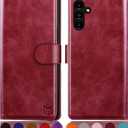 SUANPOT for Samsung Galaxy A15 5G Wallet case with RFID Blocking Credit Card Holder,Flip Book PU Leather Protective Cover Women Men for Samsung A15 Phone case Red