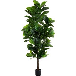 FLOWORLD Fiddle Leaf Fig Tree 6ft Tall Artificial Tree in Plastic Pot Fake Ficus Lyrata Plants with 184 Decorative Fiddle Leaves Faux Fig Trees for Home Office Living Room Decor Indoor Outdoor
