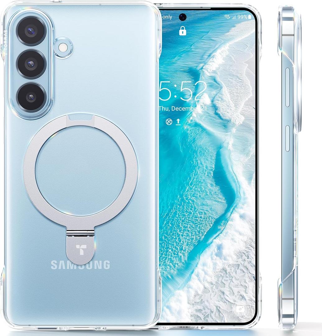 TORRAS for Samsung Galaxy S26 Case with Magnetic Stand, [NonYellowing] [Fit for MagSafe] [Drop Protection] [AntiSlip Grip] Frameless Thin & Slim for Galaxy S26 Case Clear 6.3''