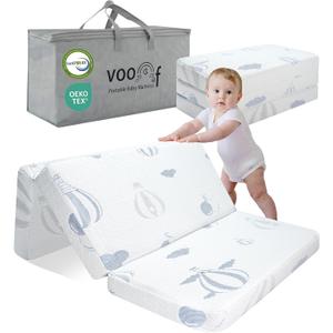 Trifold Pack and Play Mattress - 38"x26" Pack N Play Mattresses Pad with Breathable Removable Cover - High Density Foam Foldable Portable Baby Crib Mattress 2Inch (Blue)
