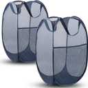 Pop Up Hamper, 2 PCS Mesh Pop Up Laundry Hamper, Foldable Mesh Laundry Basket with Space Saving Design for Home, Dorm, Travel and Storage, Blue