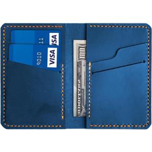 Leather for Men & Women Front Pocket Card Holder | Minimalist Wallet | Front Pocket Wallet | Leather Card Sleeve | Minimalist Handmade Card Holder (Blue)
