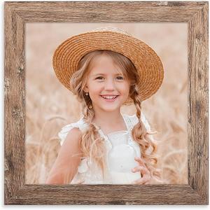4x4 Picture Frame Wood Display 4x4 Picture Distressed Brown Square Photo Frame for Wall and Tabletop Decoration