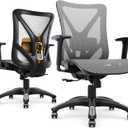 Ergonomic Office Chair, Mesh Computer Desk Chairs with Adjustable Lumbar Support, 3D Armrest, Tilt Function, Comfy Wide Seat, Executive Work Task Chair for Company & Home, Gaming Chair (Grey)