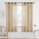 MIULEE 2 Panels Beige Khaki Sheer Window Curtains Elegant Grommet Top Window Voile Drapes/Treatment Linen Textured Panels for Bedroom Living Room (54X63 Inches)