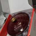 La Cuisine Enameled Cast Iron Dutch Oven Casserole Dish Pot with Lid, 5 QT 10.3“ /26cm Dia. Internal Matt Black Enamel Coating Gold-Plated SS Lid Handle Oven Safe up to 500° F, Cranberry