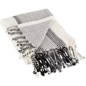 DII Striped Throw Collection Herringbone, 50x60, Black