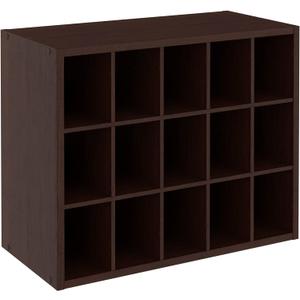 ClosetMaid 15 Cube Stackable Storage Organizer for Shoes, Bags, Crafts, Hobbies with Wood Shelves, for Closet, Entryway or Mudroom, Espresso