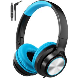 Voopwink Kids Headphones with Microphone, Wired Over Ear Headsets with Limited Volume 85dB/ 94dB for Boys Girls Teens Children Online School/Travel/iPad/Tablet/Cellphone